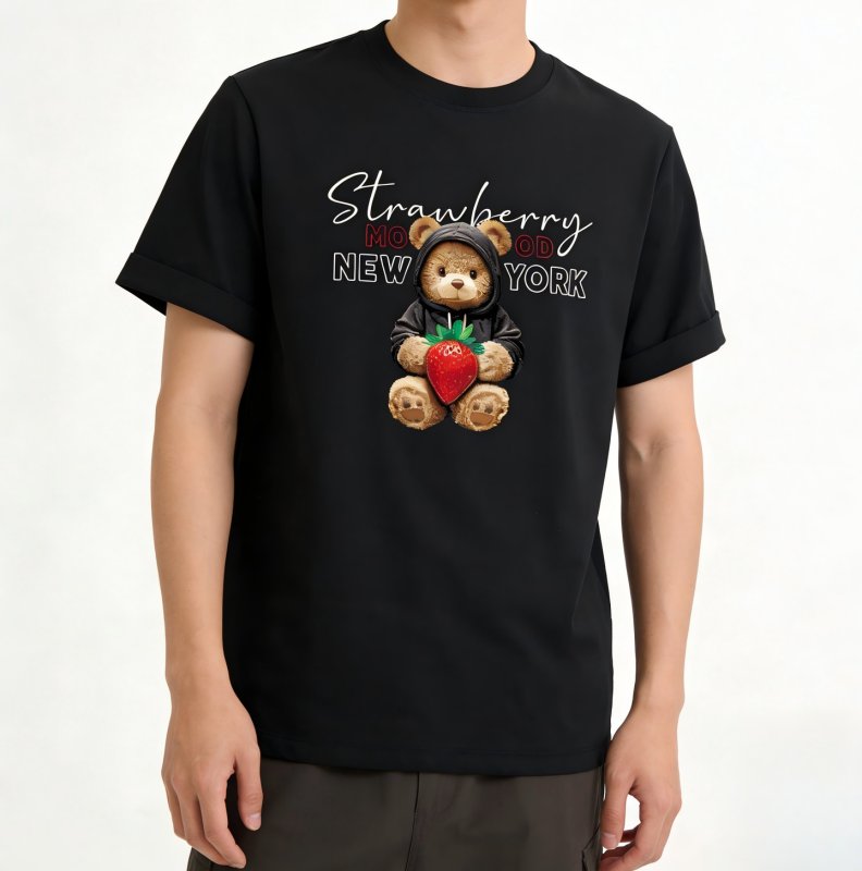 画像3: Unisex Strawberry Bear & New York Logo Print  T-shirt  男女兼用 ユニセックスストロベリーベア＆ニューヨークロゴプリント 半袖 Tシャツ (3)