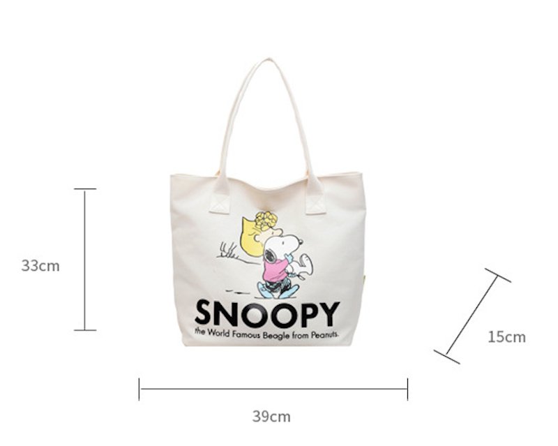 画像5: Snoopy & Friends Canvas Tote Shoulder Bag Shopping Eco Bag　スヌーピー＆フレンズキャンバストートショルダーバッグ通勤通学ショッピング (5)