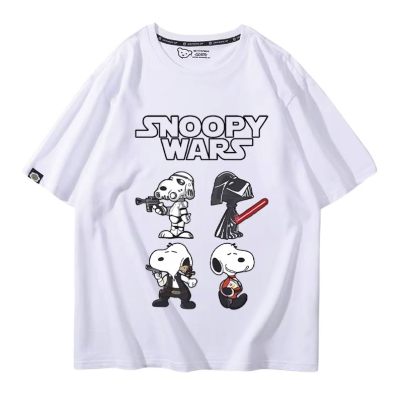 画像3: Unisex SNOOPY WARS STAR WARS print Tshirts 男女兼用 スターウォーズ ×スヌーピー プリント 半袖ラウンドネック Tシャツ ユニセックス ムービーT (3)