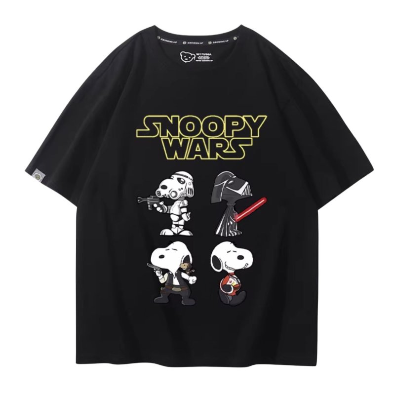 画像1: Unisex SNOOPY WARS STAR WARS print Tshirts 男女兼用 スターウォーズ ×スヌーピー プリント 半袖ラウンドネック Tシャツ ユニセックス ムービーT (1)