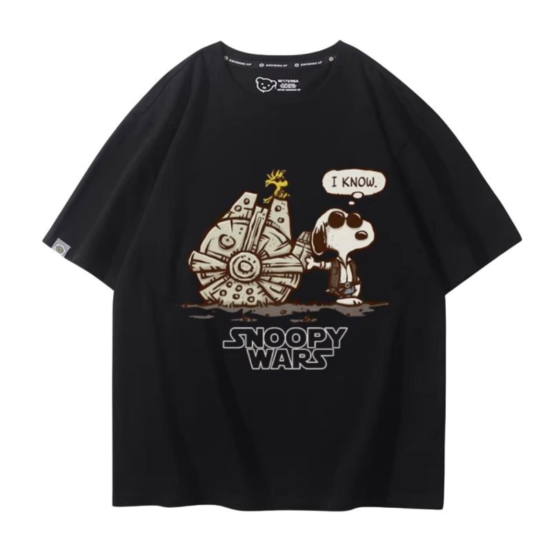 画像2: Unisex SNOOPY WARS STAR WARS print Tshirts 男女兼用 スターウォーズ ×スヌーピー プリント 半袖ラウンドネック Tシャツ ユニセックス ムービーT (2)