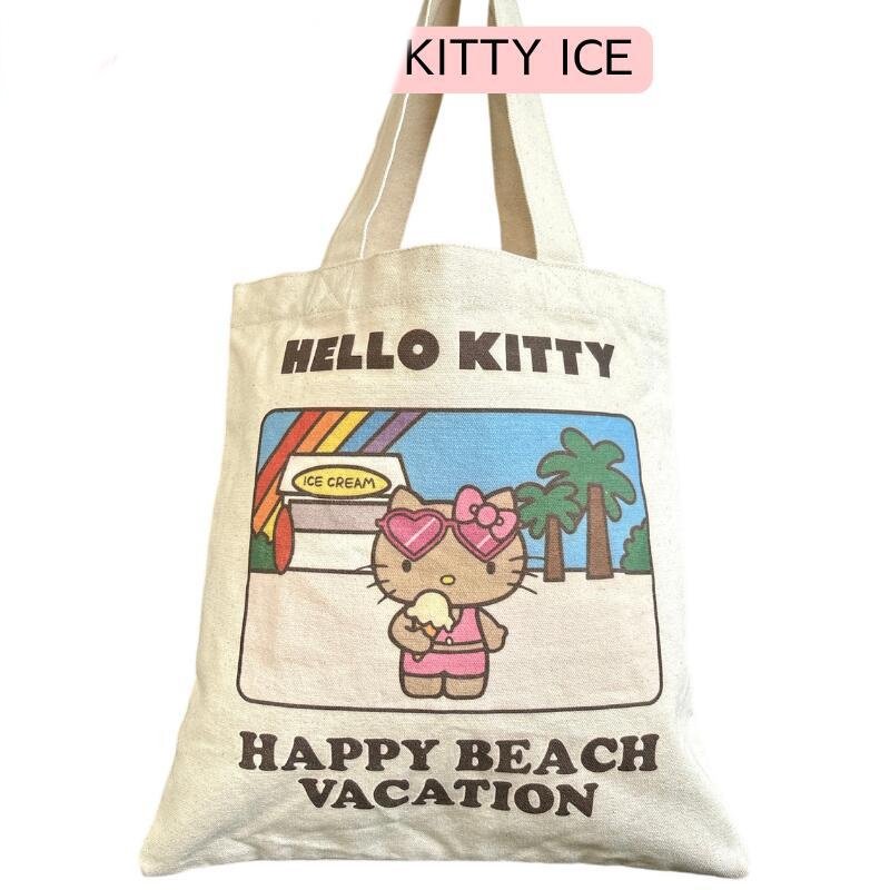 画像18: Hawaii Suntan Kitty Canvas Tote Shoulder Bag Shopping Eco Bag　ハワイ日焼けキティーキャンバストートショルダーバッグ通勤通学ショッピング (18)