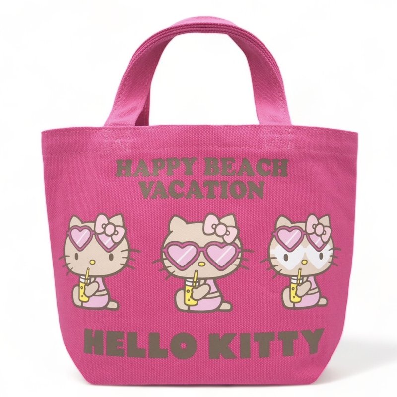 画像2: Hawaii Suntan Kitty Canvas Tote Shoulder Bag Shopping Eco Bag　ハワイ日焼けキティーキャンバストートショルダーバッグ通勤通学ショッピング (2)