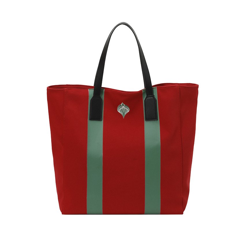 画像3:  Unisex Colorblock Oxford Canvas Tote Shoulder Bag Shopping Eco Bag　ユニセックス男女兼用カラーブロックオックスフォードキャンバストートショルダーバッグ通勤通学ショッピング (3)