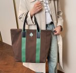 画像4:  Unisex Colorblock Oxford Canvas Tote Shoulder Bag Shopping Eco Bag　ユニセックス男女兼用カラーブロックオックスフォードキャンバストートショルダーバッグ通勤通学ショッピング (4)