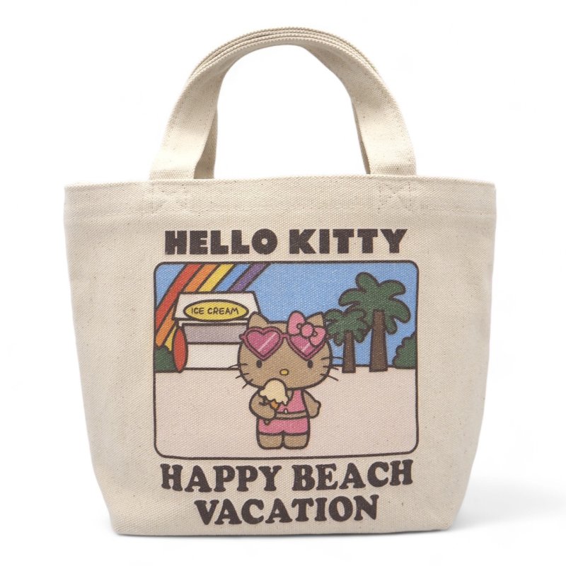 画像1: Hawaii Suntan Kitty Canvas Tote Shoulder Bag Shopping Eco Bag　ハワイ日焼けキティーキャンバストートショルダーバッグ通勤通学ショッピング (1)