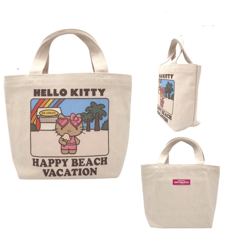画像7: Hawaii Suntan Kitty Canvas Tote Shoulder Bag Shopping Eco Bag　ハワイ日焼けキティーキャンバストートショルダーバッグ通勤通学ショッピング (7)