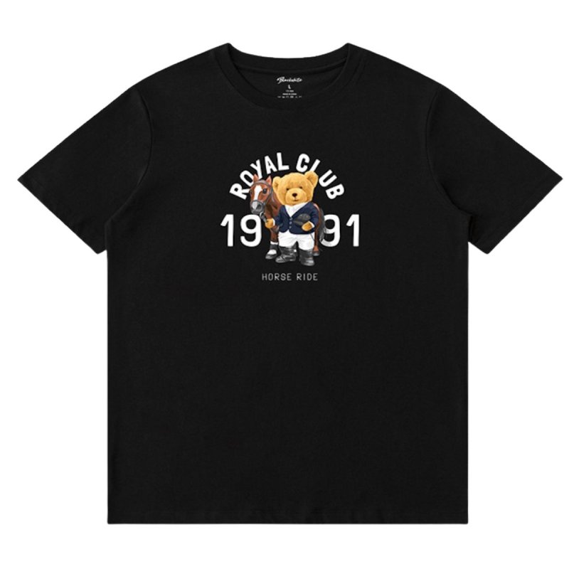 画像1: Unisex Royal Club Bear & Horse Print T-shirt  男女兼用 ユニセックスローヤルクラブベア＆ホースプリント 半袖 Tシャツ (1)