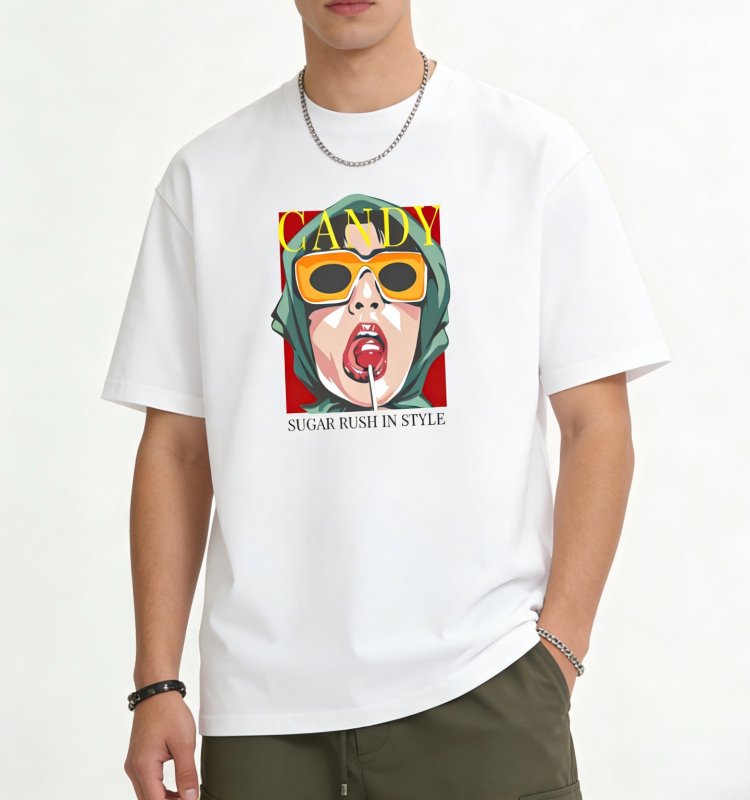 画像3: Unisex black white CANDY trendy portrait print T-shirt  男女兼用 ユニセックスCANDYトレンディポートレートプリント 半袖 Tシャツ (3)