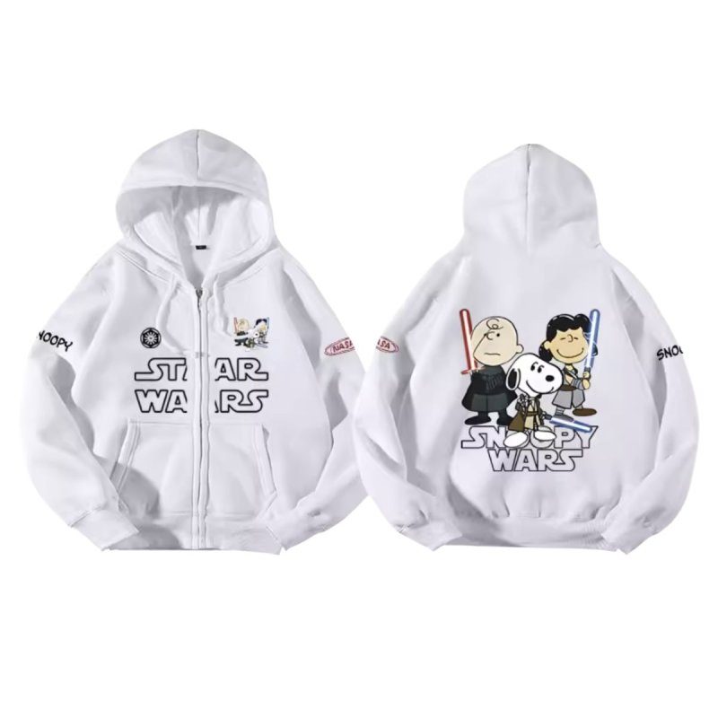 画像3: Unisex SNOOPY PEANUTS WARS and THE FORCE IS STRONG WITH THIS ONE STAR WARS print Sweat Zip-up Hoodie 男女兼用 スターウォーズ ×スヌーピー プリント スウェット ジップアップ パーカー  ユニセックス ムービー (3)