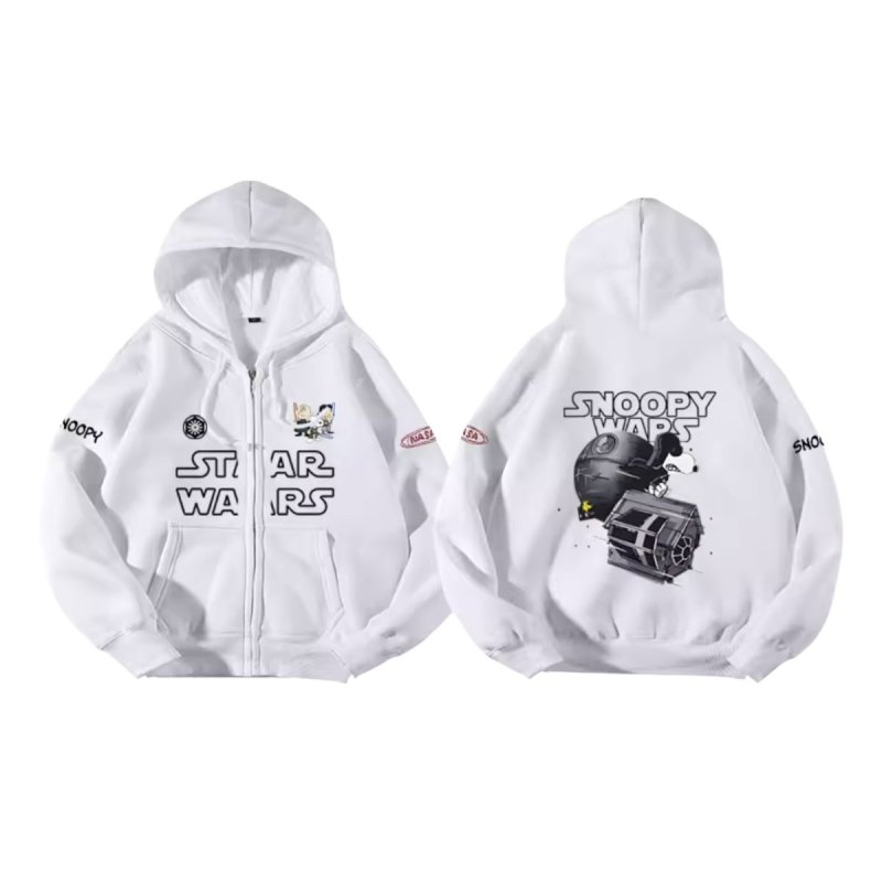 画像4: Unisex SNOOPY PEANUTS WARS and THE FORCE IS STRONG WITH THIS ONE STAR WARS print Sweat Zip-up Hoodie 男女兼用 スターウォーズ ×スヌーピー プリント スウェット ジップアップ パーカー  ユニセックス ムービー (4)