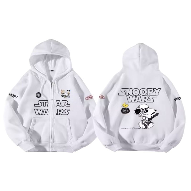 画像2: Unisex SNOOPY PEANUTS WARS and THE FORCE IS STRONG WITH THIS ONE STAR WARS print Sweat Zip-up Hoodie 男女兼用 スターウォーズ ×スヌーピー プリント スウェット ジップアップ パーカー  ユニセックス ムービー (2)