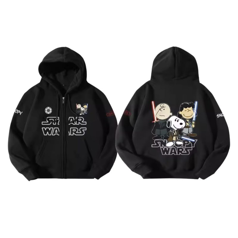 画像12: Unisex SNOOPY PEANUTS WARS and THE FORCE IS STRONG WITH THIS ONE STAR WARS print Sweat Zip-up Hoodie 男女兼用 スターウォーズ ×スヌーピー プリント スウェット ジップアップ パーカー  ユニセックス ムービー (12)