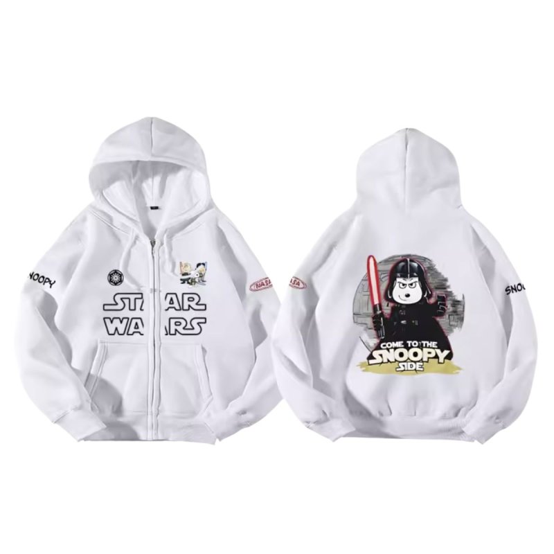 画像1: Unisex SNOOPY PEANUTS WARS and THE FORCE IS STRONG WITH THIS ONE STAR WARS print Sweat Zip-up Hoodie 男女兼用 スターウォーズ ×スヌーピー プリント スウェット ジップアップ パーカー  ユニセックス ムービー (1)