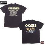 画像1: Unisex OASIS rock band retro Print  T-shirt  男女兼用 ユニセックスオアシスロックバンドビンテージスタイルスヌーピーロゴプリント 半袖 Tシャツ (1)