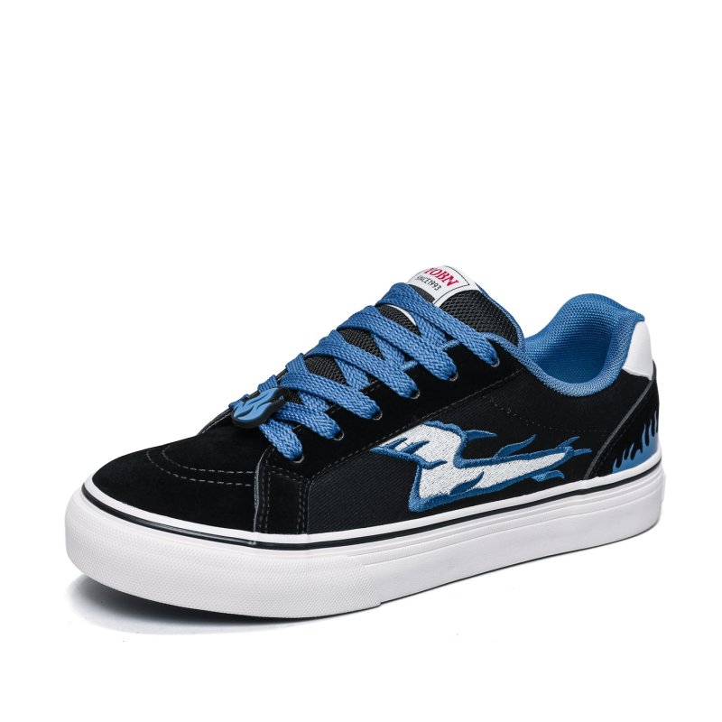 画像2: Flame Embroidered leather platform lace-up sneakers　男女兼用ユニセックスプラットフォーム厚底炎フレイム刺繍レザーレースアップスニーカー シューズ (2)