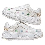 画像4: Colorful embroidered platform lace-up canvas sneakers　男女兼用ユニセックスプラットフォーム厚底カラフル刺繍キャンバスレースアップスニーカー シューズ (4)