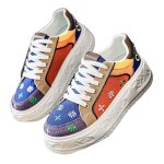 画像3: Colorful embroidered platform lace-up canvas sneakers　男女兼用ユニセックスプラットフォーム厚底カラフル刺繍キャンバスレースアップスニーカー シューズ (3)