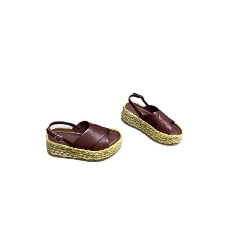 画像6:  Cross leather back strap Platform espadrille sandals　クロスレザーバックベルト 厚底エスパドリーユサンダル (6)