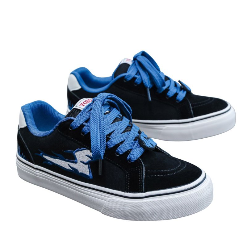 画像5: Flame Embroidered leather platform lace-up sneakers　男女兼用ユニセックスプラットフォーム厚底炎フレイム刺繍レザーレースアップスニーカー シューズ (5)