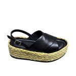 画像4:  Cross leather back strap Platform espadrille sandals　クロスレザーバックベルト 厚底エスパドリーユサンダル (4)