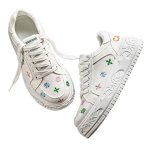 画像6: Colorful embroidered platform lace-up canvas sneakers　男女兼用ユニセックスプラットフォーム厚底カラフル刺繍キャンバスレースアップスニーカー シューズ (6)