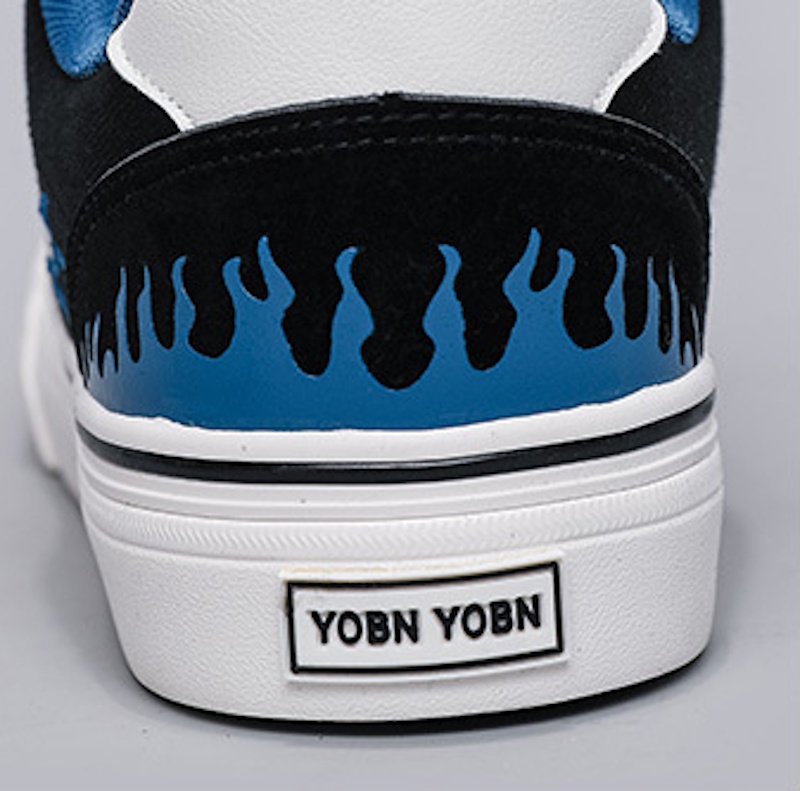 画像6: Flame Embroidered leather platform lace-up sneakers　男女兼用ユニセックスプラットフォーム厚底炎フレイム刺繍レザーレースアップスニーカー シューズ (6)