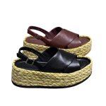 画像3:  Cross leather back strap Platform espadrille sandals　クロスレザーバックベルト 厚底エスパドリーユサンダル (3)