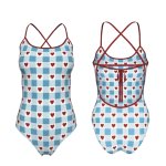 画像1: jump into check heart one-piece  swimsuit ハート x ギンガムチェック プリント スウィムスーツ 水着 モノキニ ワンピース (1)