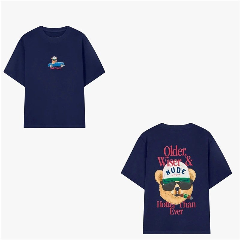 画像2: Unisex Stylish Driving Bear Print  T-shirt  男女兼用 ユニセックスドライビングおしゃれベア熊プリント 半袖 Tシャツ (2)