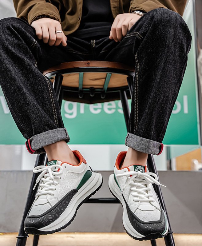 画像5: Two-tone  lace-up leather platform  sneakers　男女兼用ユニセックスプラットフォーム厚底バイカラーレザーレースアップスニーカー シューズ (5)