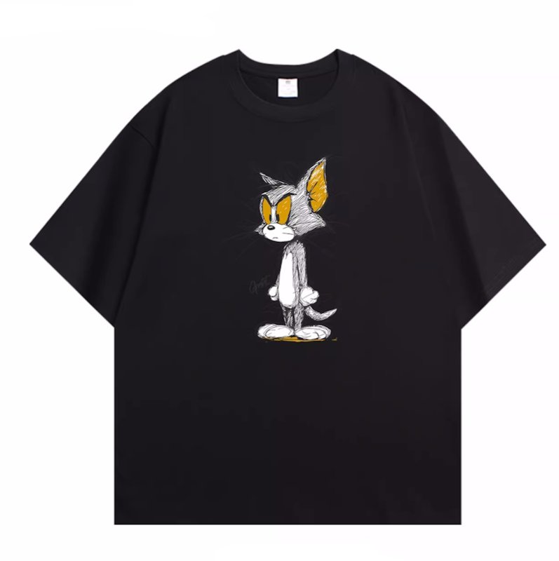 画像1: Uniex Tom & Jerry Tom drawing Tom print  T-shirt  男女兼用 ユニセックストムとジェリースケッチトムプリント 半袖 Tシャツ (1)