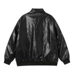 画像2: 25 Unisex Bugs Bunny & Looney Tunes Leather Zip Up Oversized Leather baseball uniform Vintage jacket blouson ユニセックス 男女兼用 オーバーサイズ レザー バックスバニー ＆ ルーニーテューンズ  ヴィンテージ加工 レザージップアップジャケット スタジアムジャンパー スタジャン ブルゾン (2)