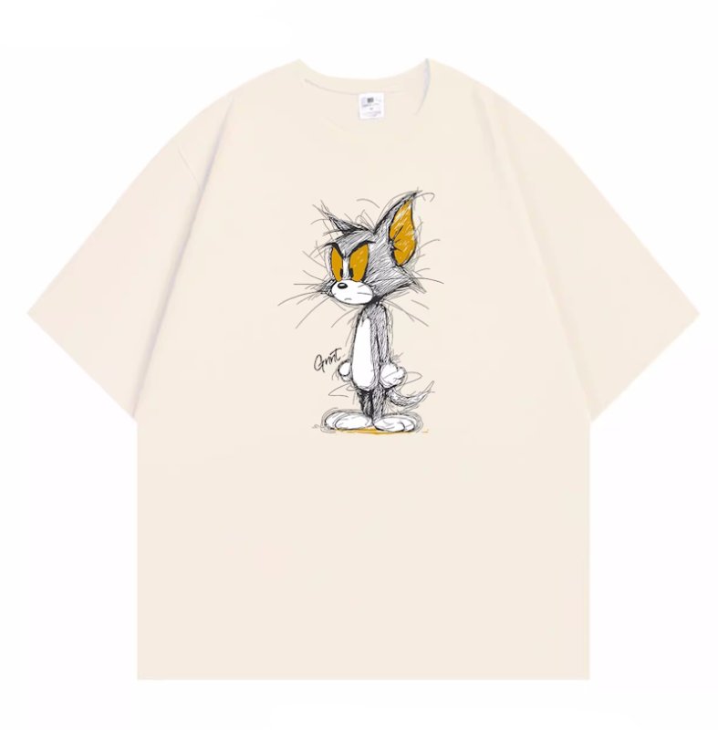 画像4: Uniex Tom & Jerry Tom drawing Tom print  T-shirt  男女兼用 ユニセックストムとジェリースケッチトムプリント 半袖 Tシャツ (4)