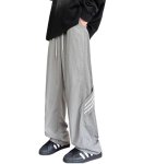 画像1: Unisex American-style high-street mesh 3-line wide-leg pants　 男女兼用 ユニセックスアメリカンスタイルハイストリートメッシュ 3ラインワイドレッグパンツ (1)