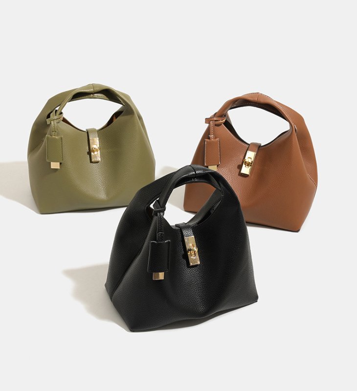 画像7: Leather Chance Recycled Turn-Lock Bucket Bag　ユニセックス男女兼用レザーターンロックバケットトートショルダークロスボディーバッグ (7)
