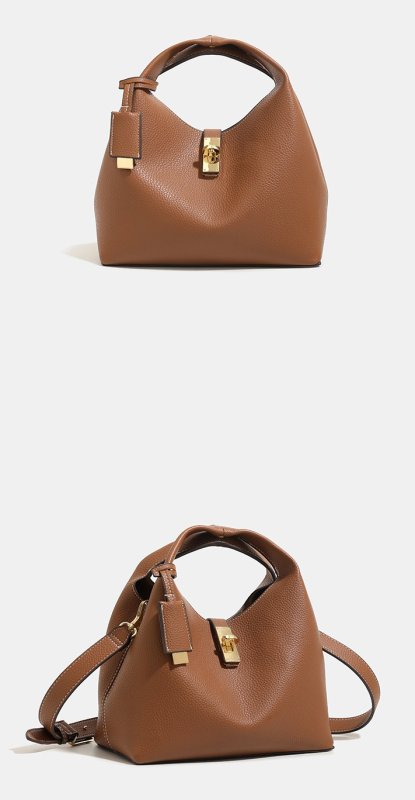 画像8: Leather Chance Recycled Turn-Lock Bucket Bag　ユニセックス男女兼用レザーターンロックバケットトートショルダークロスボディーバッグ (8)