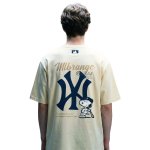 画像1: Uniex NY x Snoopy Baseball Players  print  T-shirt  男女兼用 ユニセックスNY×ベースボールプレイヤースヌーピープリント 半袖 Tシャツ (1)