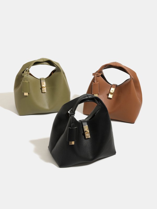 画像13: Leather Chance Recycled Turn-Lock Bucket Bag　ユニセックス男女兼用レザーターンロックバケットトートショルダークロスボディーバッグ (13)