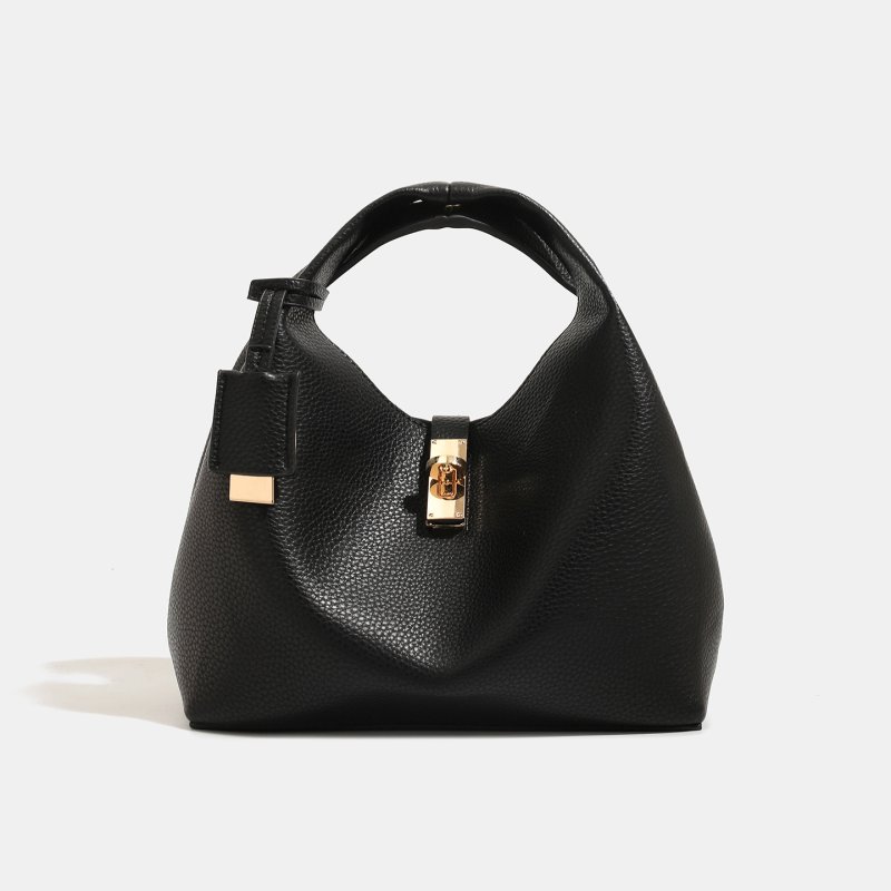 画像2: Leather Chance Recycled Turn-Lock Bucket Bag　ユニセックス男女兼用レザーターンロックバケットトートショルダークロスボディーバッグ (2)