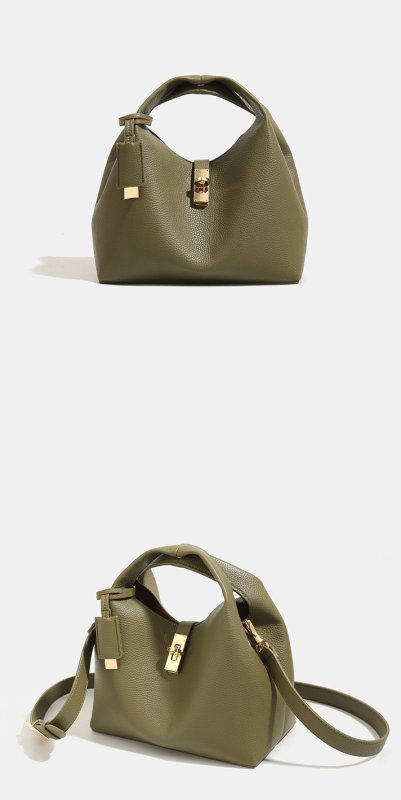 画像9: Leather Chance Recycled Turn-Lock Bucket Bag　ユニセックス男女兼用レザーターンロックバケットトートショルダークロスボディーバッグ (9)