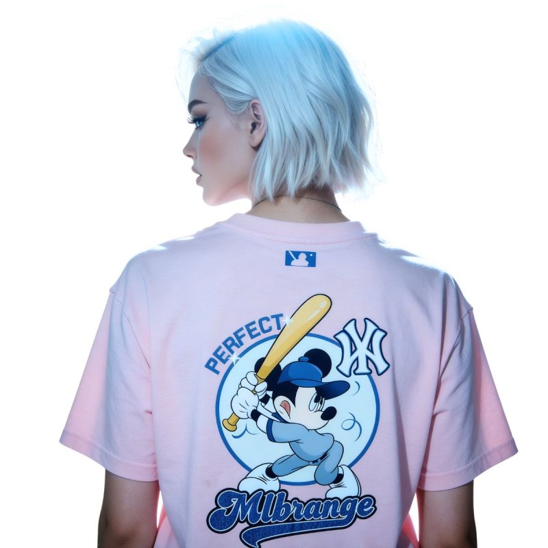画像1: Uniex  NY Batter Mickey Mouse print  T-shirt  男女兼用 ユニセックスNYバッターミッキーマウスプリント 半袖 Tシャツ (1)