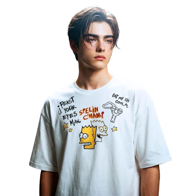 画像1: Uniex Bart Simpson  print  T-shirt  男女兼用 ユニセックスバートシンプソンプリント 半袖 Tシャツ (1)