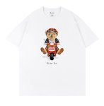 画像1: Unisex black white  Ride-on Bear Print  T-shirt  男女兼用 ユニセックスライドオンベア熊プリント 半袖 Tシャツ (1)