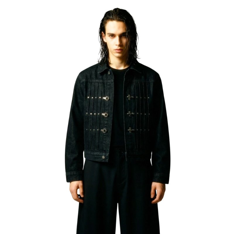 画像3: Fireman Gemstone Buckle Design Denim Jacket　ジェムストーン バックル デニム ファイアーマンジャケット Gジャン (3)