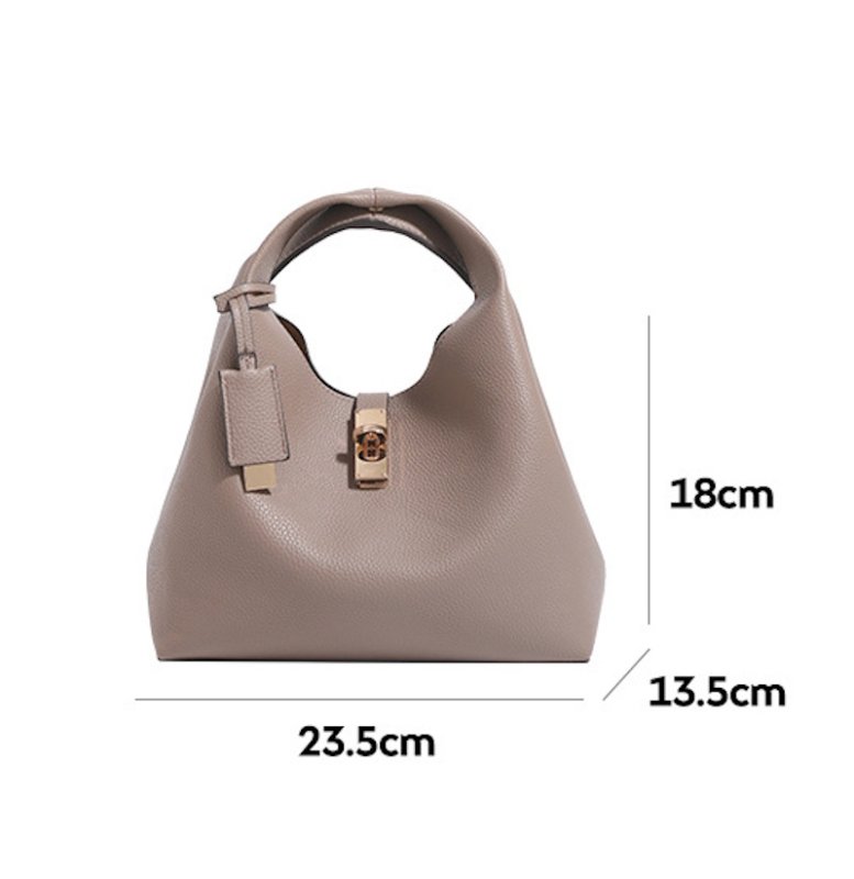 画像12: Leather Chance Recycled Turn-Lock Bucket Bag　ユニセックス男女兼用レザーターンロックバケットトートショルダークロスボディーバッグ (12)