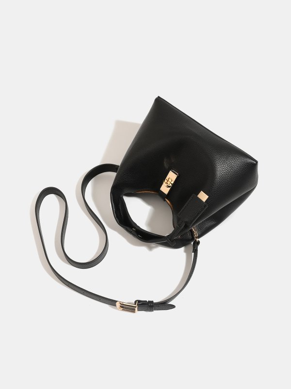 画像10: Leather Chance Recycled Turn-Lock Bucket Bag　ユニセックス男女兼用レザーターンロックバケットトートショルダークロスボディーバッグ (10)