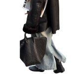 画像3:  Unisex Leather braided tote shoulder crossbody bag　ユニセックス男女兼用レザー編み込みトートショルダークロスボディーバッグ (3)