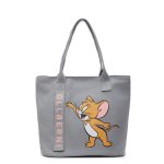 画像3:  Unisex Tom and Jerry Jerry Print Canvas Large Capacity Tote Shoulder Bag Shopping Eco Bag　ユニセックス男女兼用トムとジェリージェリープリントラージキャパシティキャンバストートショルダーバッグ通勤通学ショッピング (3)