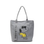 画像1:  Unisex Snoopy  Print Canvas Large Capacity Tote Shoulder Bag Shopping Eco Bag　ユニセックス男女兼用スヌーピープリントラージキャパシティキャンバストートショルダーバッグ通勤通学ショッピング (1)